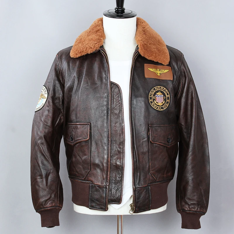 Мужская кожаная куртка-бомбер Air 2020 коричневый облегающий жакет из натуральной