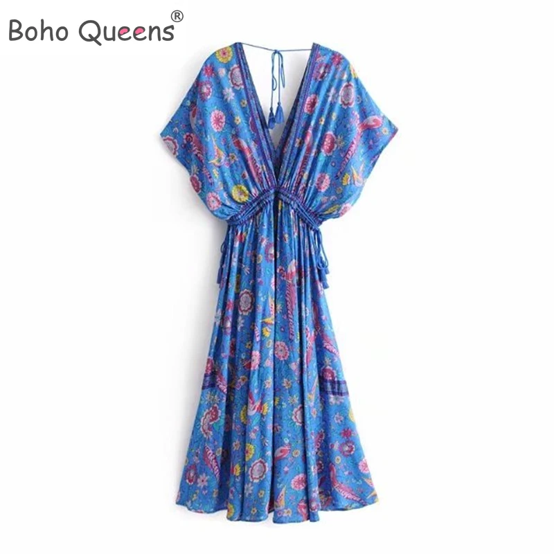 Женское пляжное платье с v образным вырезом Boho Queens длинное богемное и