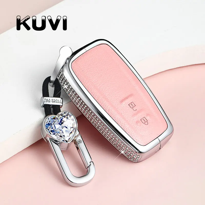 Новые женские сплава кожаный чехол ключа дистанционного управления автомобилем