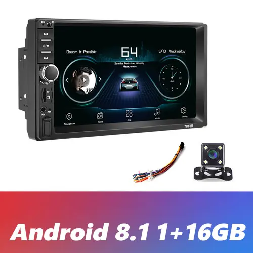 Podofo 2 din Android 8,1 автомобильный Радио gps мультимедийный плеер универсальный авто стерео видео MP5 плеер авторадио gps wifi Bluetooth FM - Цвет: 1 16GB 4 LED Camera