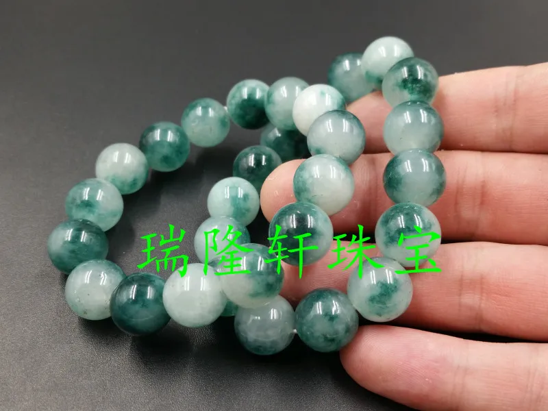 Natural Emerald Round Bead Bracelet Fashion emerald floating flower bracelet 14mm hand string Jades | Украшения и аксессуары