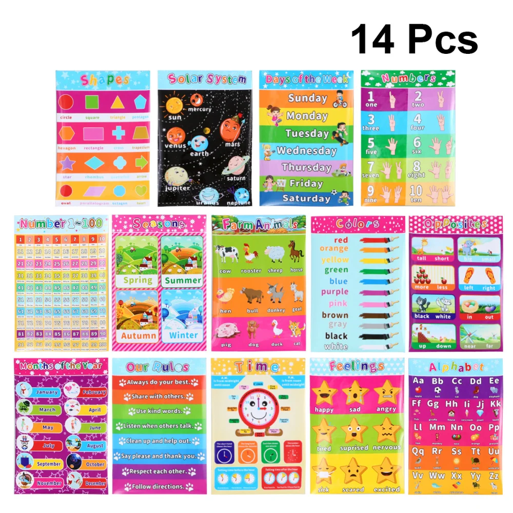 14 шт. постеры с алфавитом для детей дошкольного возраста|Рисование и каллиграфия|