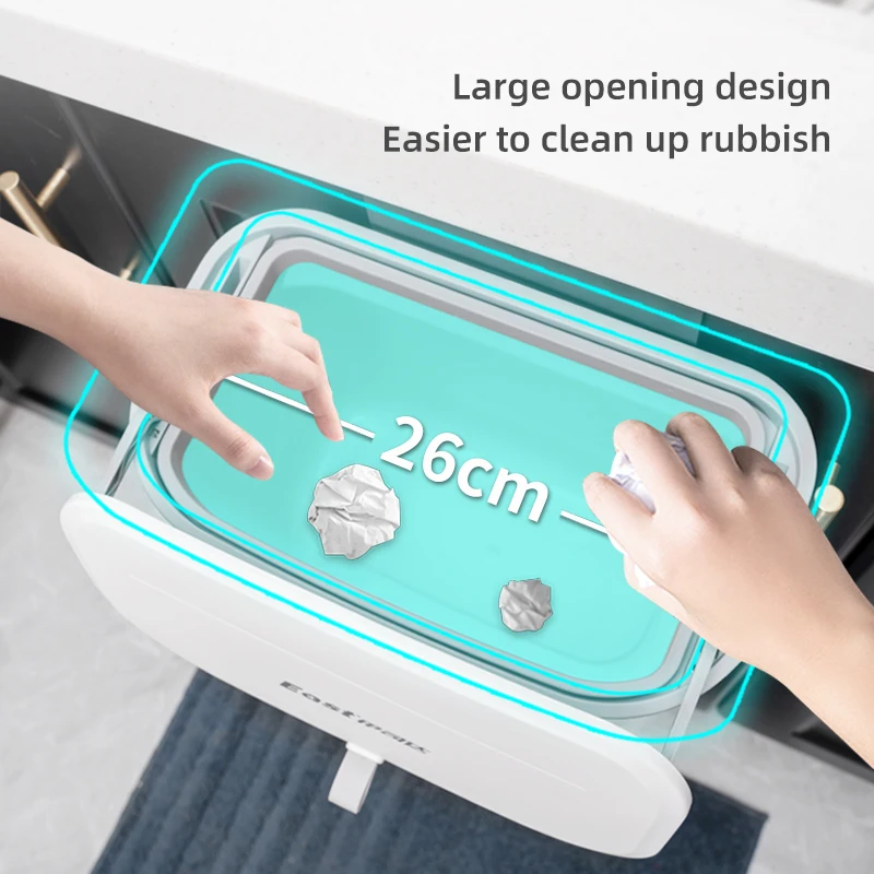 wall mounted trash can bin with lid sliding lid waste bin east kitchen cabinet door hanging trash bin 7l 9l white dustbin free global shipping