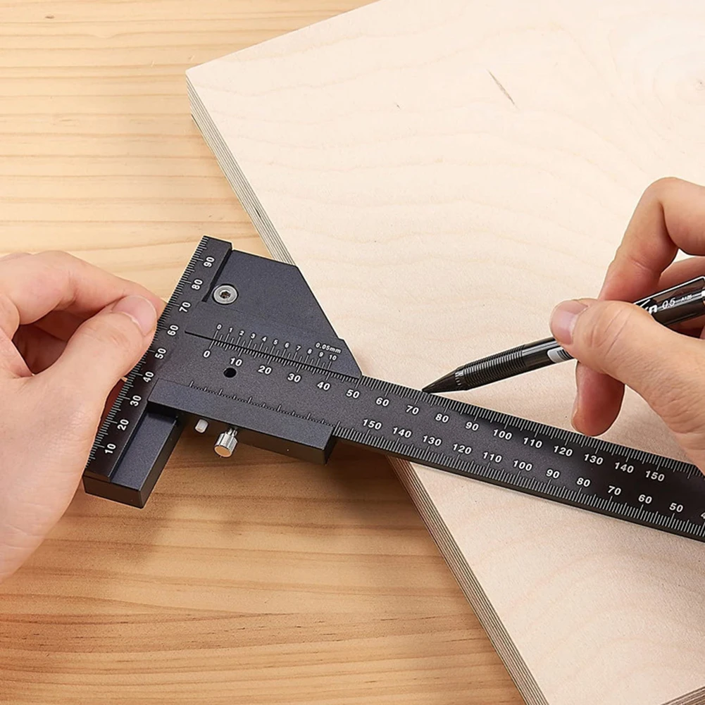 

Multifunction Woodworking Scriber Gauge for Measuring and Marking Aluminum Alloy Framing Ruler with Magnet Carpentry Tools Kit