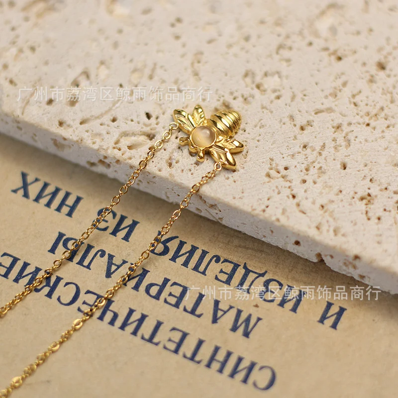 

Stainless Steel Geometric Bee Casting Necklace Collarbone Chain Gold Color Protection Gift For Women Punk Accessories Jewelry