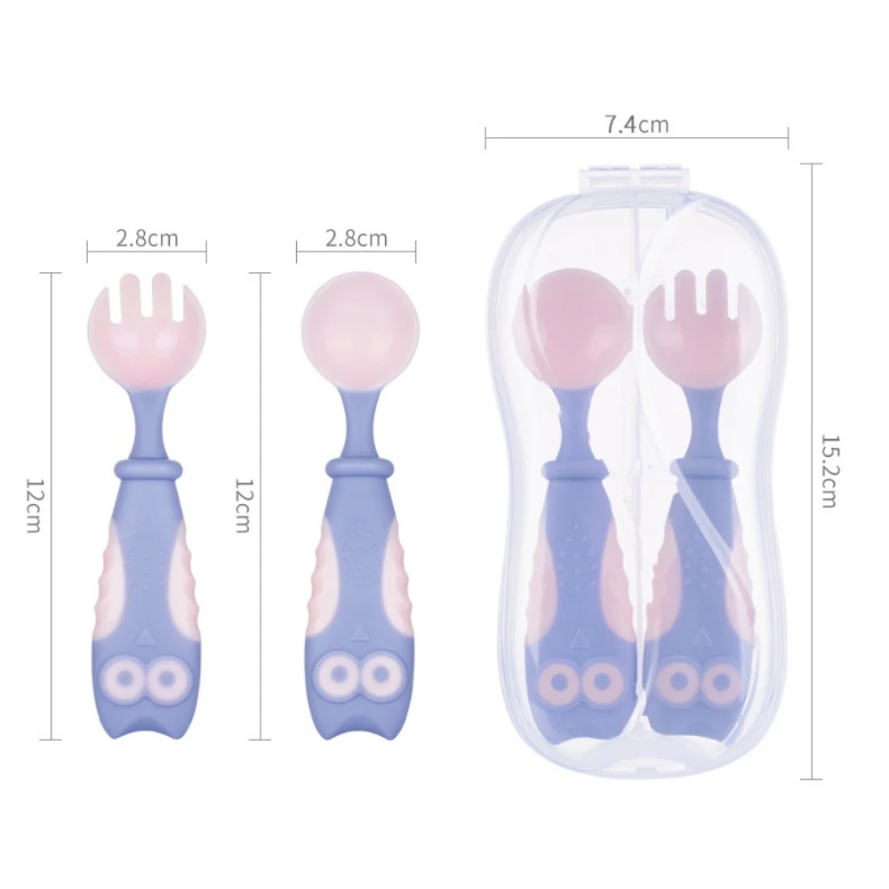 

Newborn Baby Spoon Feeding Tools Silicone Soft Temperature Sensing Spoon Children Tableware Owl Cute Training Spoon Infant