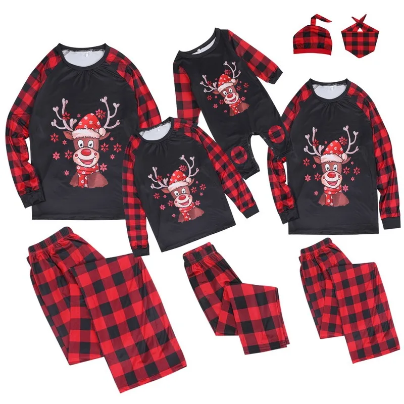

Christmas Family Matching Outfits Mother Daughter Pajamas Set Dad Son Baby Kids Deer Print Suit For Xmas Home Wear Pajamas Set
