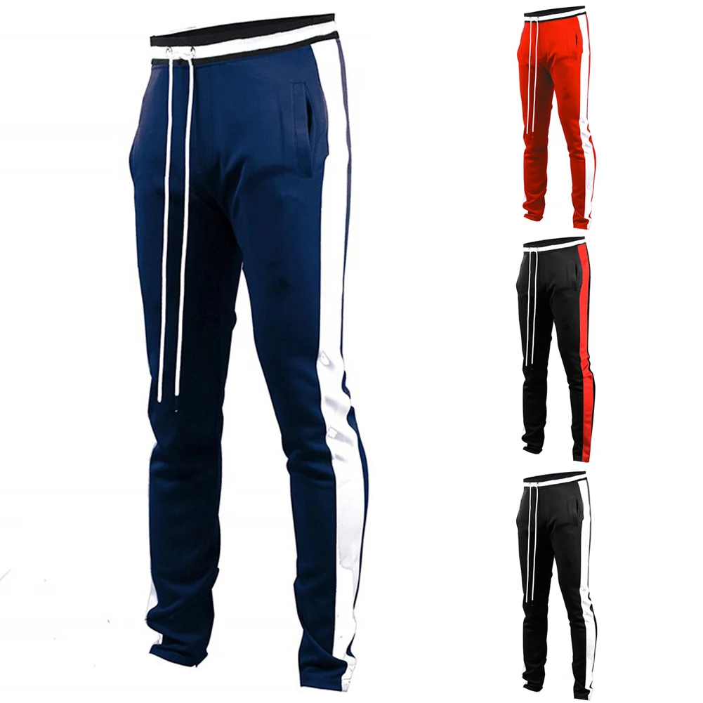 

Mens Hip Hop Premium Slim Fit Track Pants - Athletic Jogger Bottom with Side Taping Waist Drawstring Pants Gym Workout Plus size