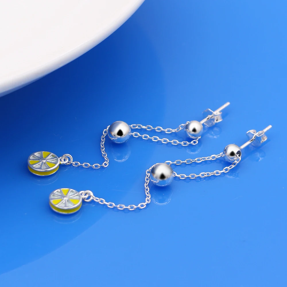 Серьги женские из серебра 925 пробы с подвеской в виде лимонного колокольчика |