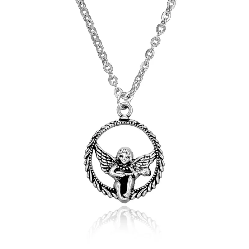 

Vintage Punk Choker Angel Wing Pendant Chain Silver Color Hip Hop Necklace for Women Fashion Jewelry Gift