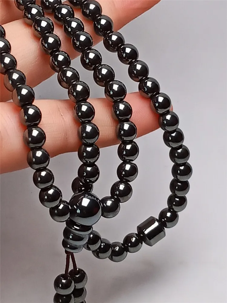 

LETSFUN Natural Meteorite Energy Pendant Hand-Carved 108pcs Beads Necklace