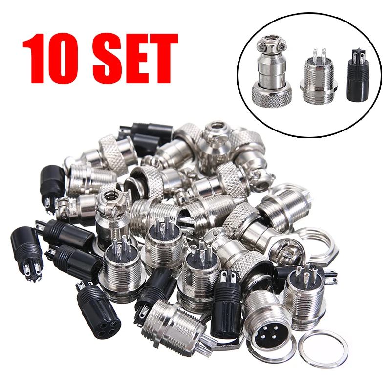 10 комплектов электрических авиационных штекеров GX12 + гнездовых разъемов 2/3/4/5/6