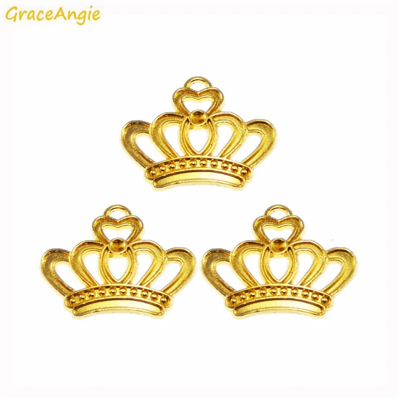 GraceAngie 90 шт. Корона Форма золотой цвет кулон ювелирные ожерелья-талисманы для женщин браслет ручной работы DIY Поиск аксессуаров
