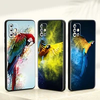 cute parrot birds for samsung galaxy a33 a53 a72 a52 a42 a32 lite a22 a13 a12 5g a03s a02s a02 black capa phone case