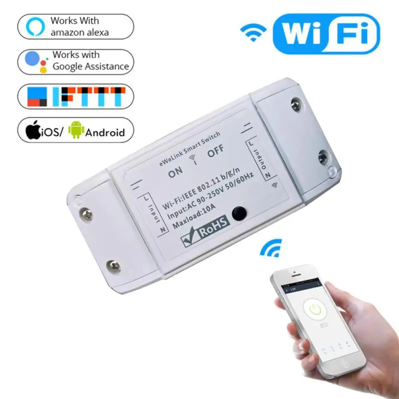 

Универсальный умный выключатель света, Wi-Fi, таймер, eWelink, приложение, беспроводной пульт дистанционного управления, работает с Alexa, Google Home