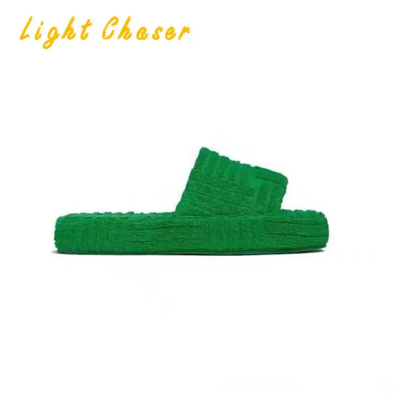 Fashionable Plush Indoor Slippers Women Fall/winter 2021 New Plus Size Green Thick-soled Outer Wear  Thick-soled Women's Slipper
