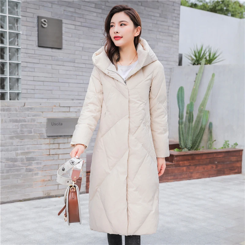 

Women's down jacket Hooded and hooded mid-length thickened windproof and cold-proof down jacket