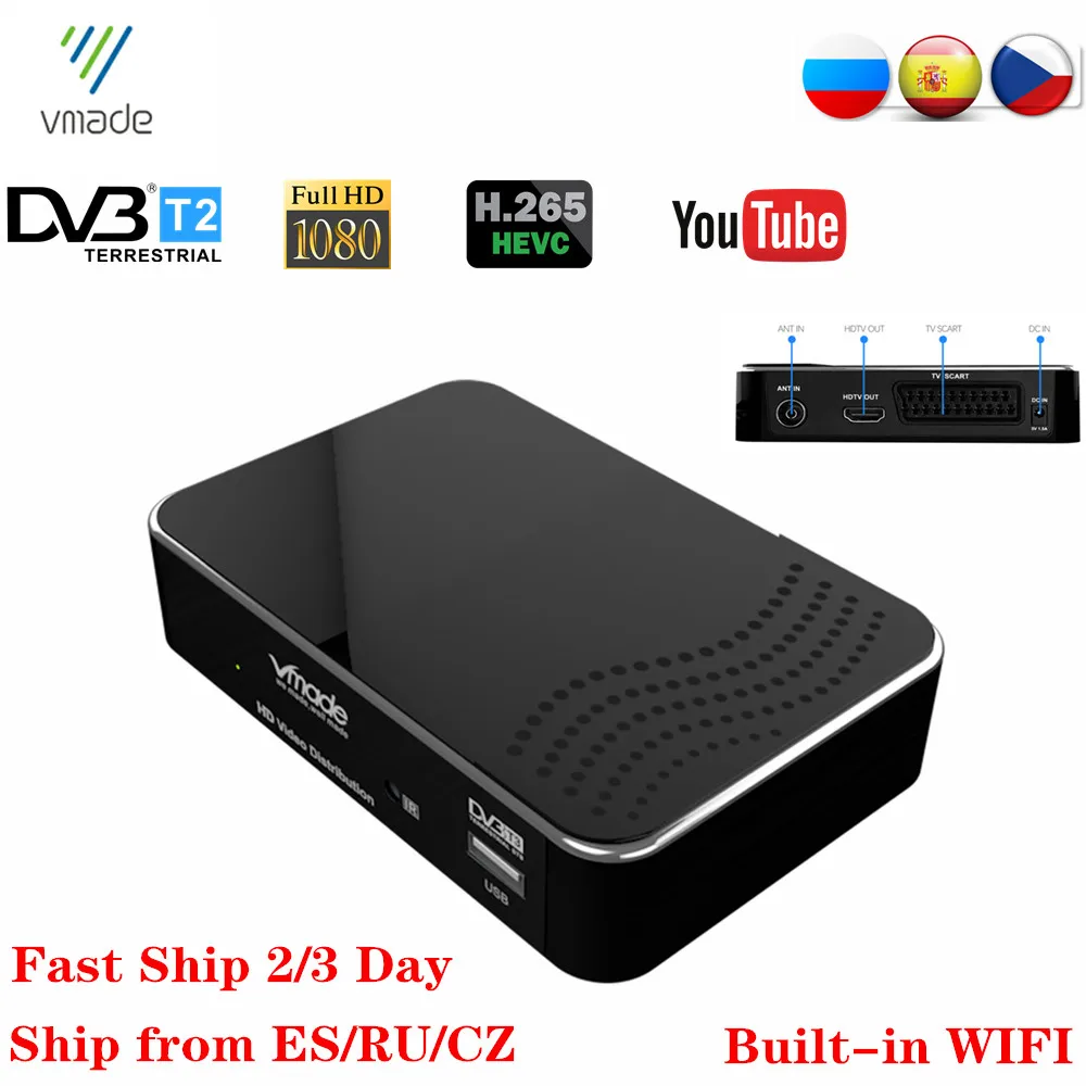 Цифровой ТВ приемник DVB T2 H.265 HEVC спутниковый T HD тюнер встроенный Wi Fi Youtube Full 1080P