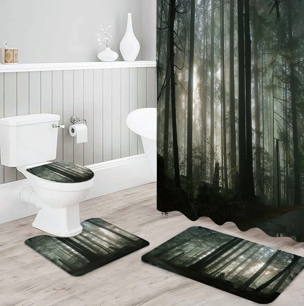 Лесная дорога солнечный свет прочная водонепроницаемая душевая занавеска набор