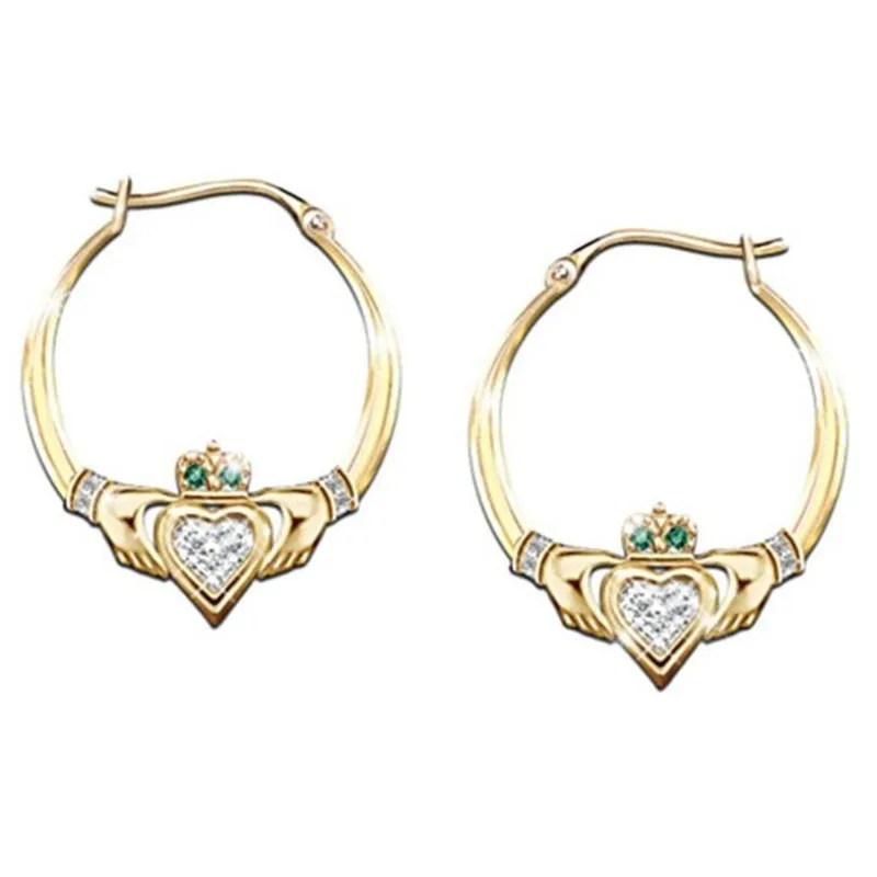 

Classic fashion exquisite and elegant heart-shaped crown necklace earrings ring set Valentine's Day charm jewelry gift wholesale