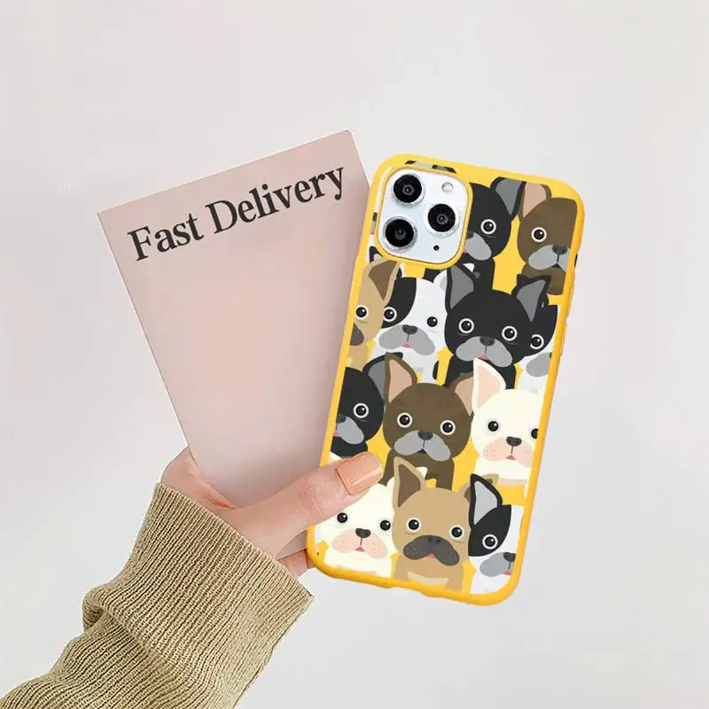 

American Pit Bull Terrier Phone Case Candy Color Yellow for iPhone 11 12 pro XS MAX 8 7 6 6S Plus X 5S SE 2020 XR