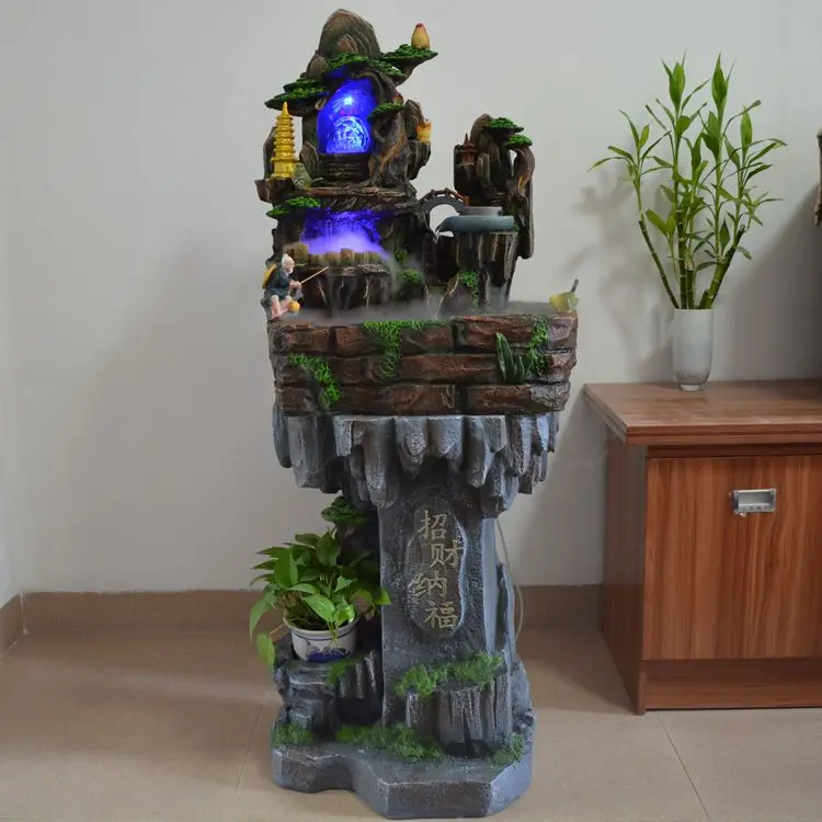 

Artificial Mountain and Fountain Fish Pond Feng Shui Wheel Humidifier Fish Tank Home Decoration Office Indoor Good Fortune Ball