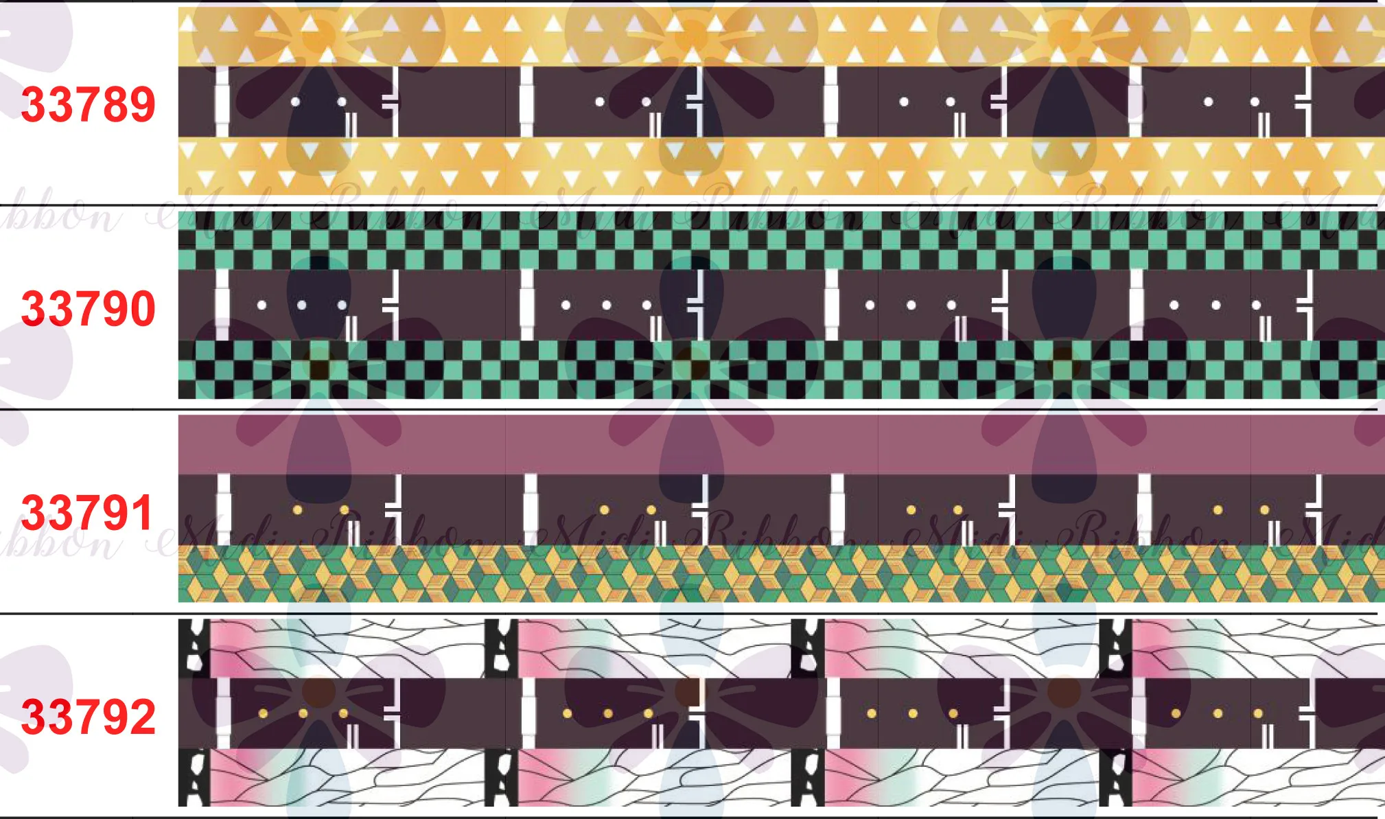 

16mm-75mm Japanese Cartoon Series 12 Stripes/Check Print Grosgrain/Elastic Ribbon Hand Sewing Material 50 Yards/Roll