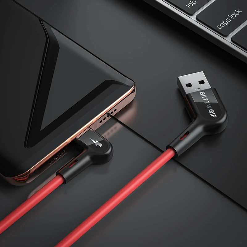 Кабель Micro USB Blitzwolf 90 ° под прямым углом 2 4 А usb кабель для быстрой зарядки и