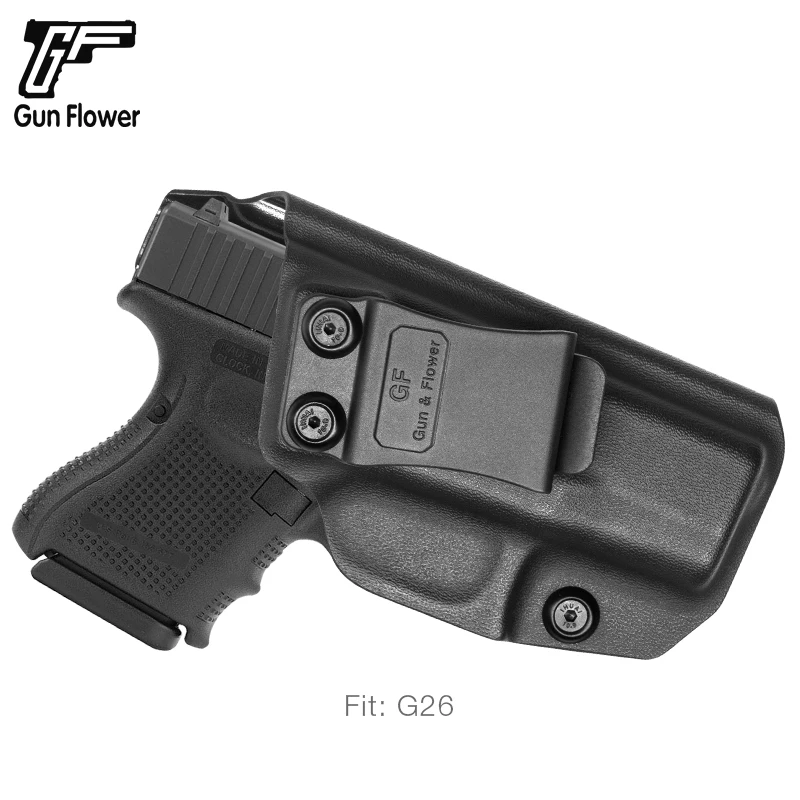 Черная Кобура Kydex для скрытого ношения Gunflower Glock 26 с пистолетом внутри