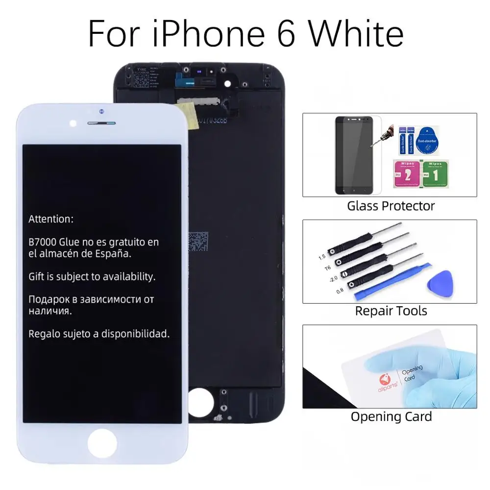 For iPhone 6 White Grade AAA OEM Дисплей для iPhone 6 6S 5S 7 6 Plus в сборе с тачскрином на рамке черный белый - Цвет: For iPhone 6 White
