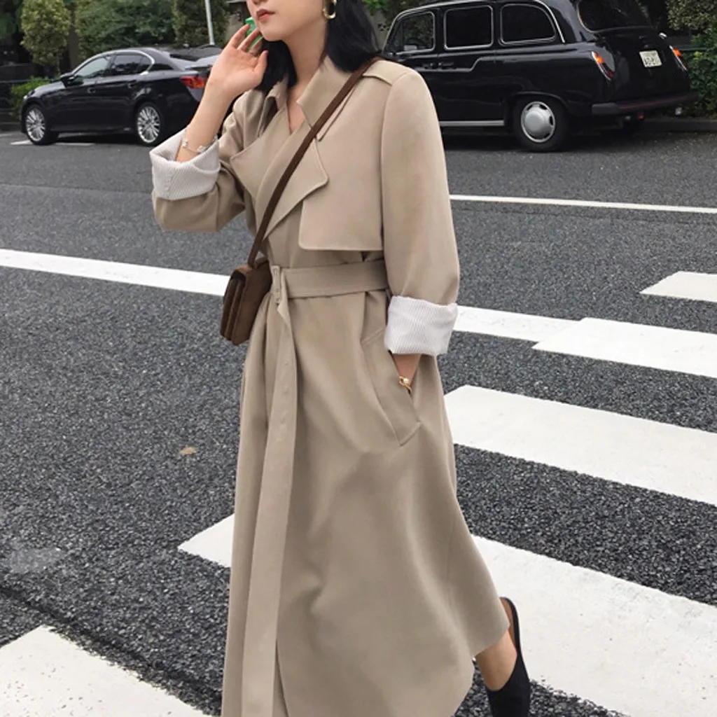 Тренчкот женский в Корейском стиле модная верхняя одежда с регулируемой талией