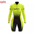 Велосипедный костюм Kafit 2021, зеленый, с длинным рукавом, Женский гоночный костюм, облегающий женский велосипедный комбинезон