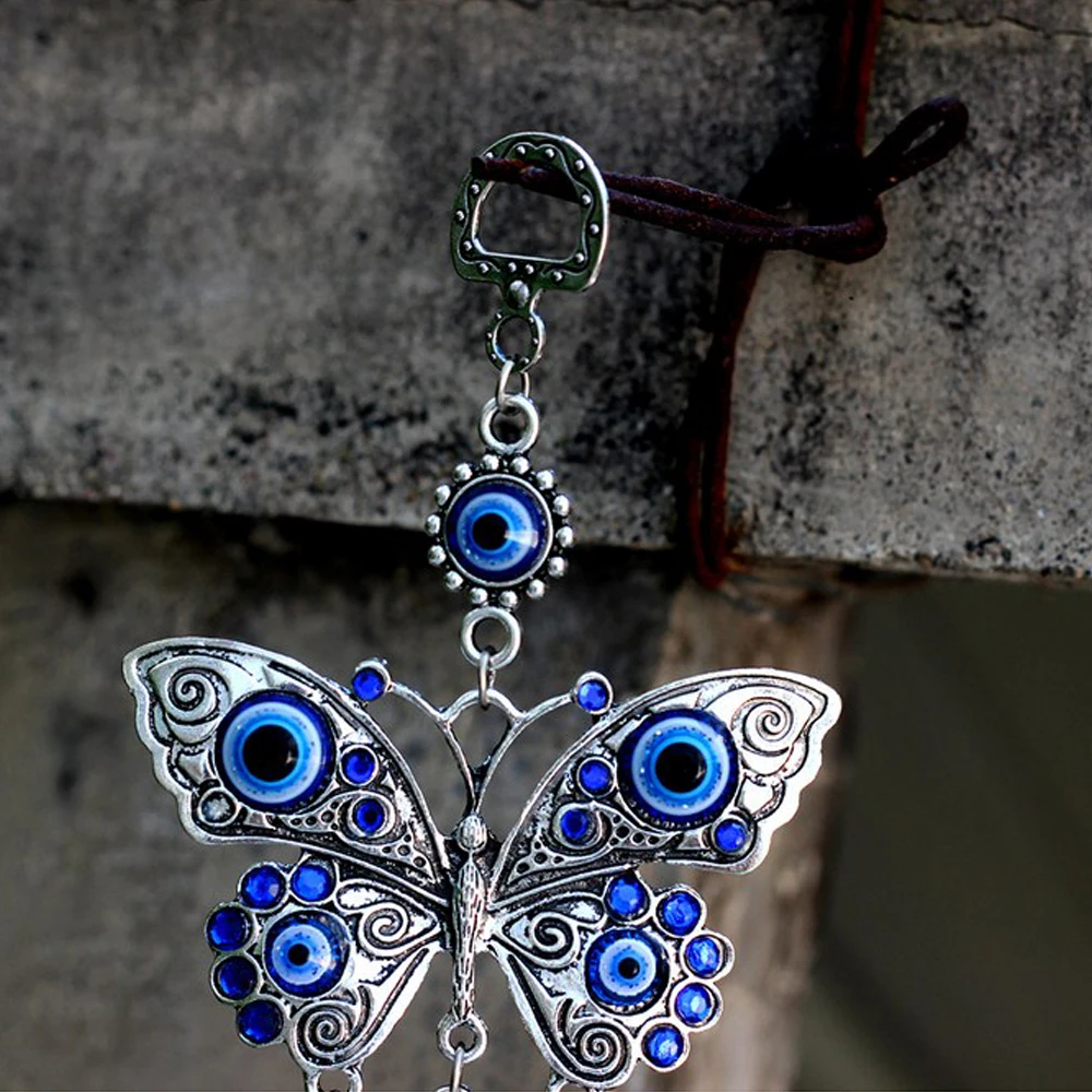 

Turkish Ethnic Butterfly Evil Eye Pendant Butterfly Amulets Lucky Charms Wall Hanging Pendant Blessing Gift Home Decorations