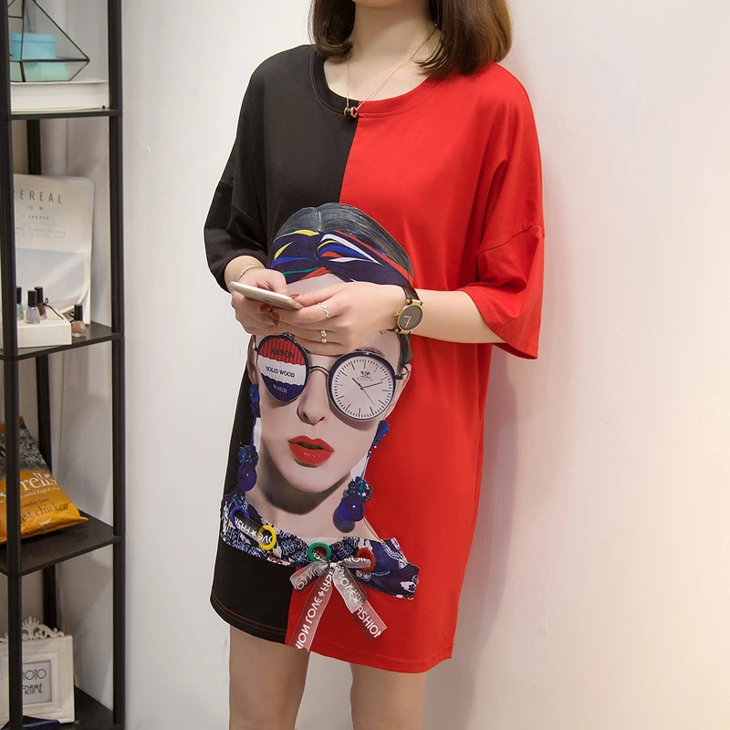 Super Fire Cec короткий рукав женское платье в европейском стиле большая версия летнее