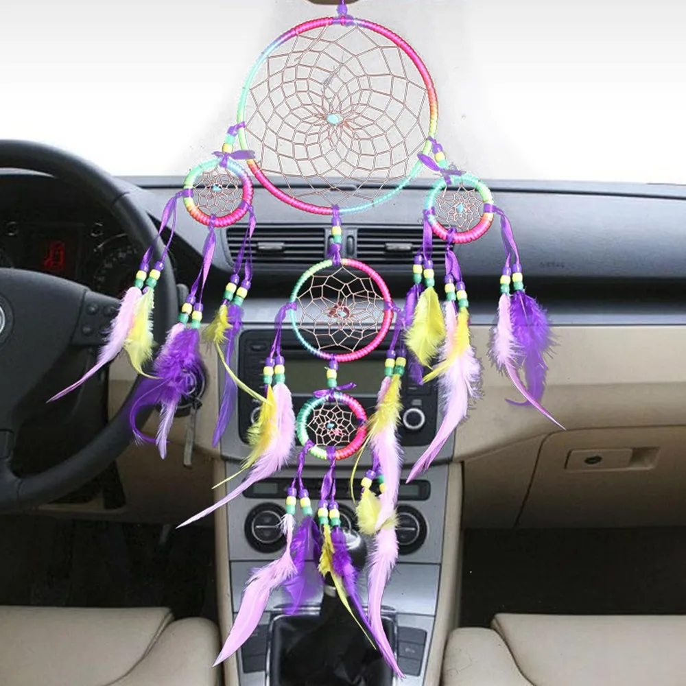 Красочные Ловец снов из перьев подвеска колокольчик настенный подвесной