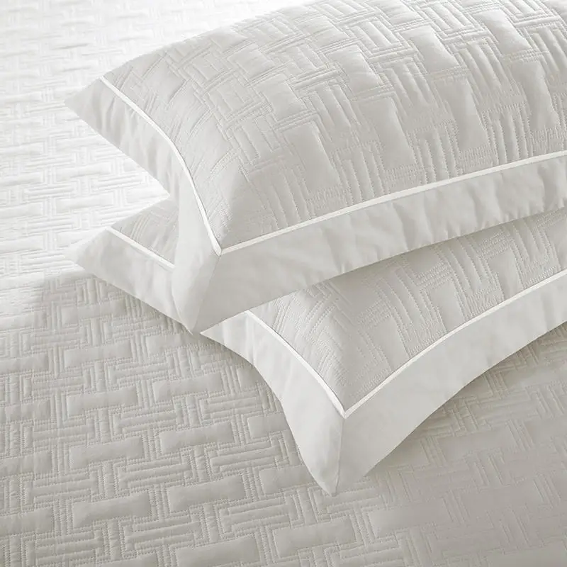 Solid color Nordic 100%cotton bedspreads Mattress topper embroidered quilted bed cover set of three plain bedspread luxury quil | Дом и сад