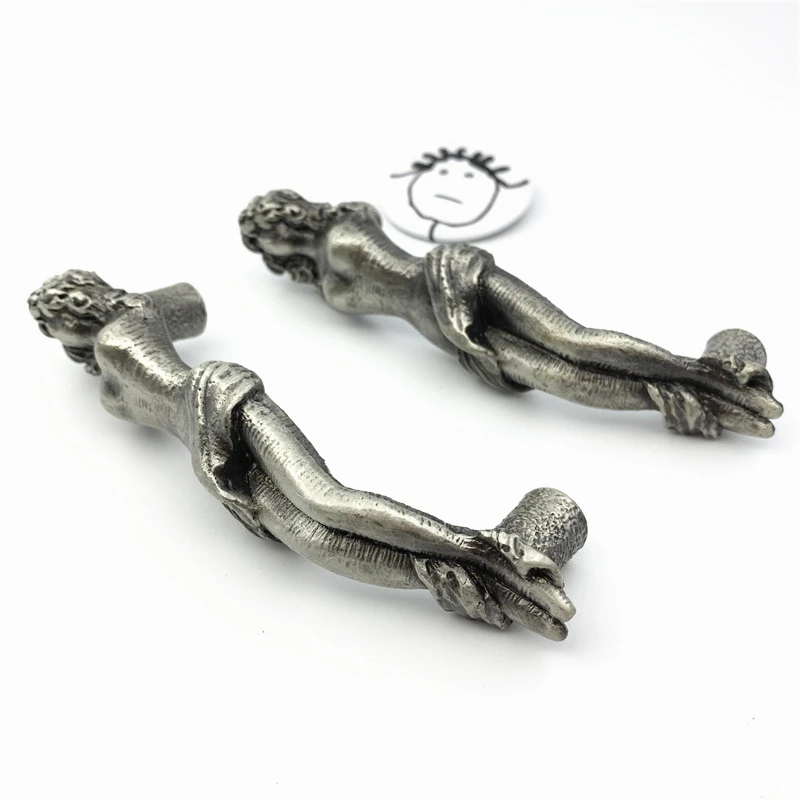 LCH Nordic Style Mermaid Greek Statue Horse Deer Creative Matte Silver Knob Vintage Lead-Zinc Alloy Cabinet Handle Drawer Pull |