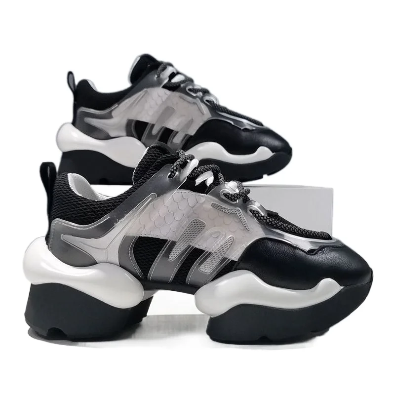 2021 dad shoes women's European station autumn new breathable net red cake thick soled shoes leisure sports leisure running