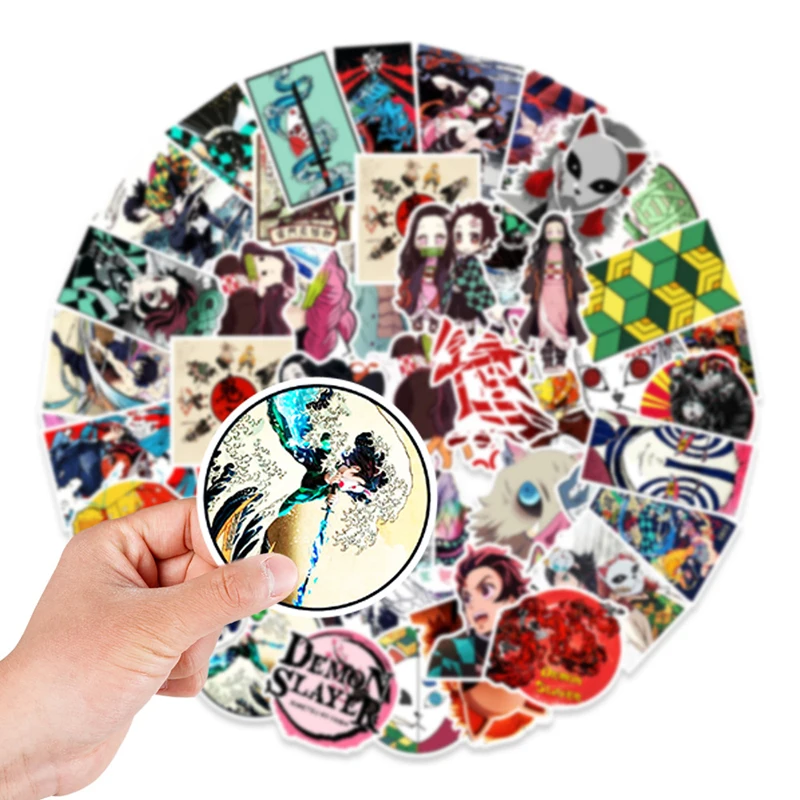 

10/50Pcs/set Japan Anime Demon Slayer Kimetsu No Yaiba Kawaii Stickers for Laptop Skateboard Luggage Motorcycle Decal Toy phone