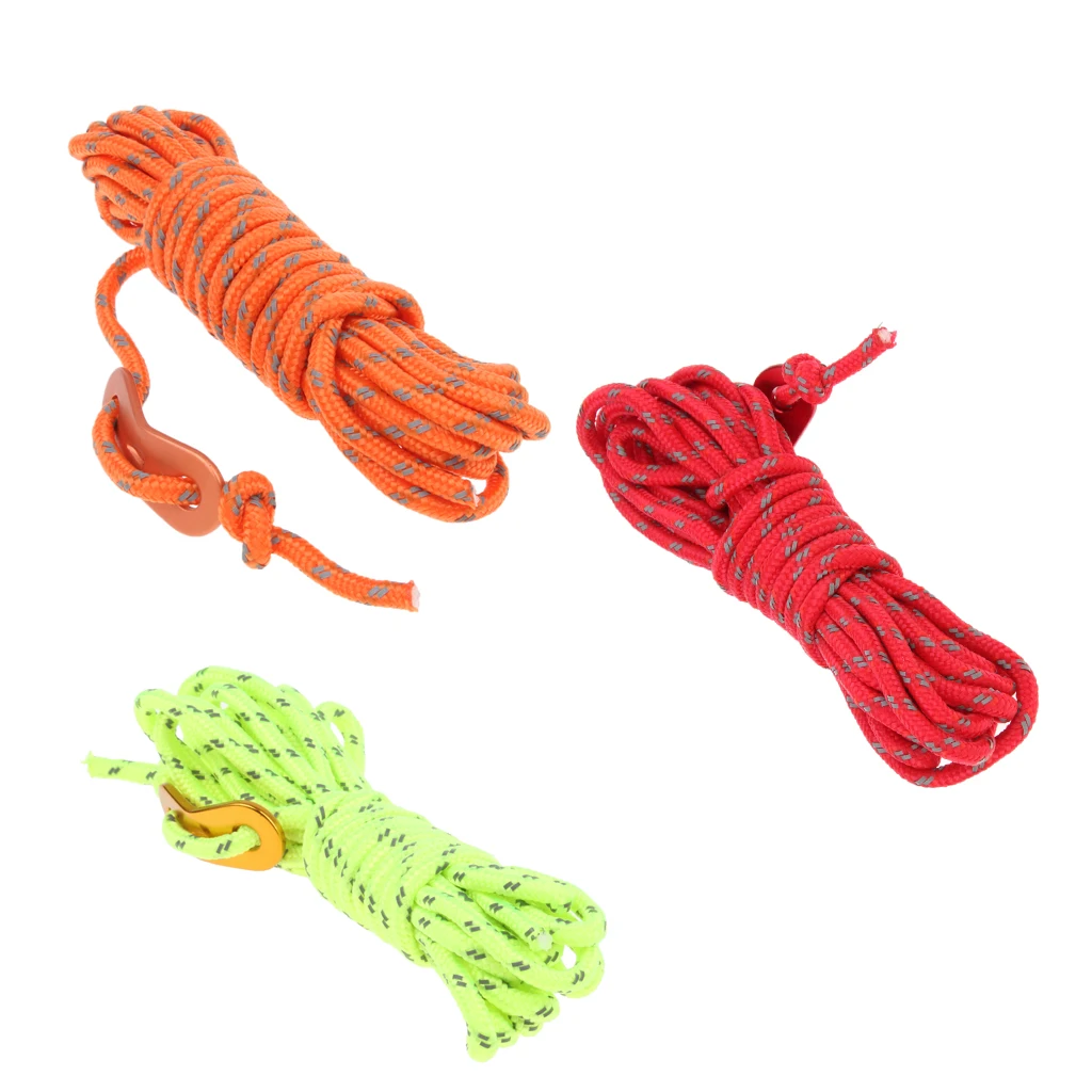 

4mm Double Reflective Windproof Tent Rope with Buckle for Camping, Awning,