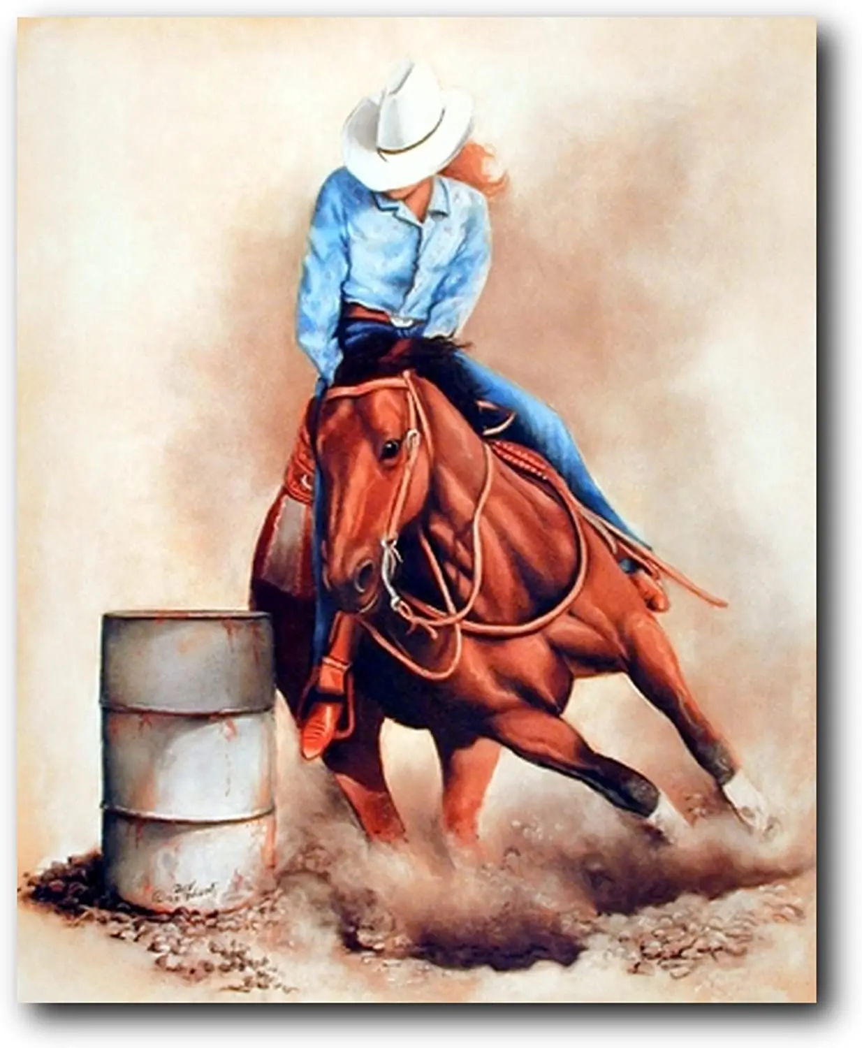 Купи Western Cowgirl Rodeo Barrel Racing Wall Decor Picture Art Print Poster за 765 рублей в магазине AliExpress