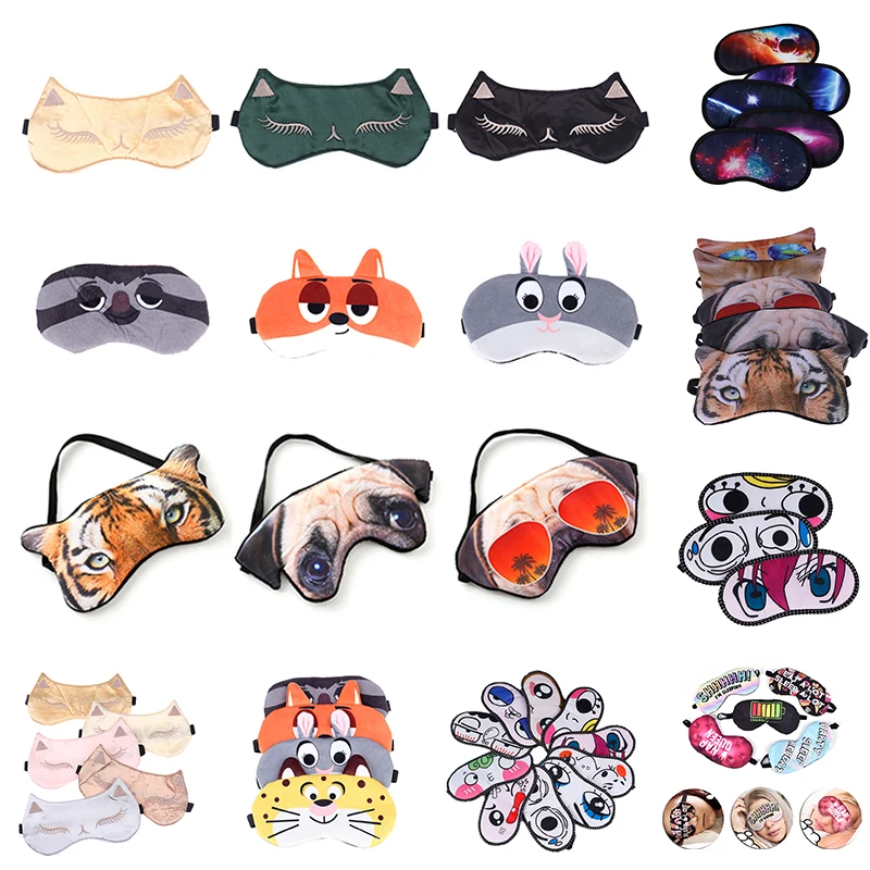 

1PCS Unisex Women Men Sleeping Eye Mask Band Cute Cartoon Soft Sleep Aid Travel Rest Eye Shade Cover Blindfold Health Care Tools
