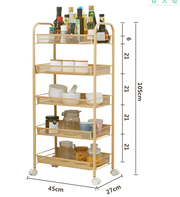 

Trolley Kitchen Bathroom Shelf With Wheels Mobile Bedside Bookshelf Landing Multi-storey Provincial Space Trolley