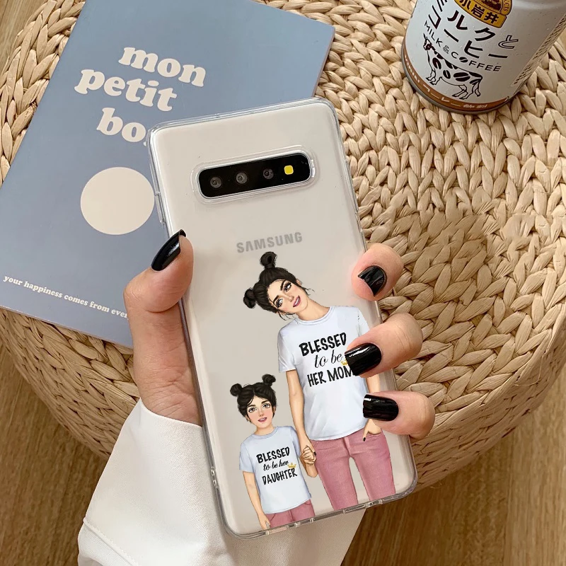 Модный прозрачный чехол для телефона mam of girl boy Super mom из ТПУ Samsung S8 S9 S10PLUS S20 S6 S7 DEGE