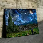 Картина Ван Гог Рисует Звёздную Ночь красочная Картина на холсте, современный домашний декор комнаты
