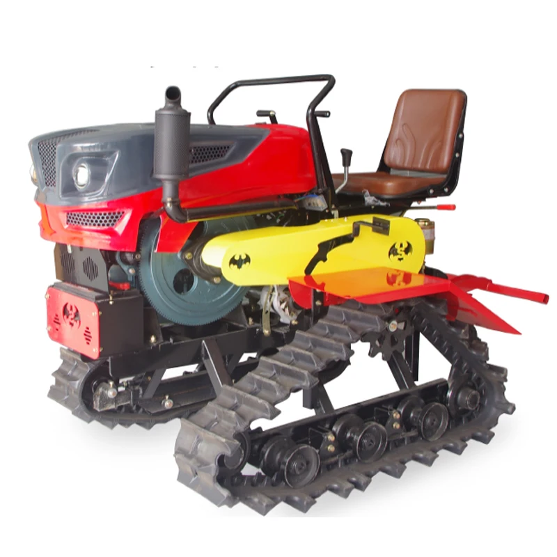 Rotary Tiller Gasoline Diesel Micro Tillage Small Tractor Trenching Soil Tillage Machine Crawler-Type Paddy Rotary Tiller