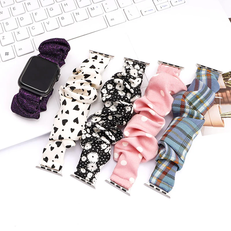 

Scrunchie Strap for Apple Watch Band 44mm 40mm iwatch 38/42mm correa Elastic Bracelet apple watch series 7 6 5 4 3 SE 41mm 45mm