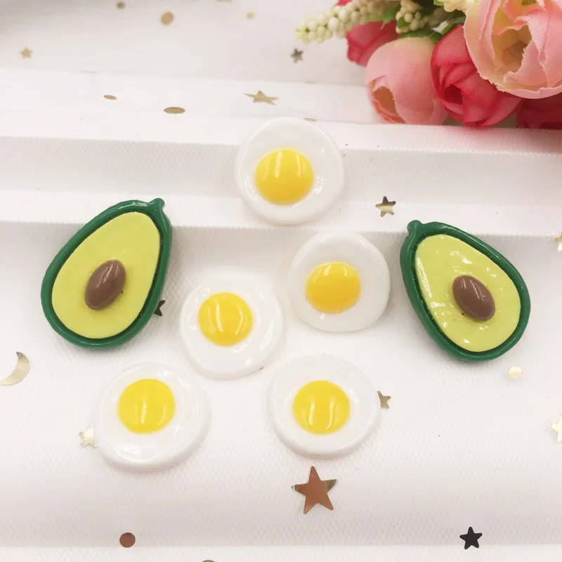 Кавайный разноцветный авокадо + яйцо из смолы 20 шт. плоский камень Кабошон