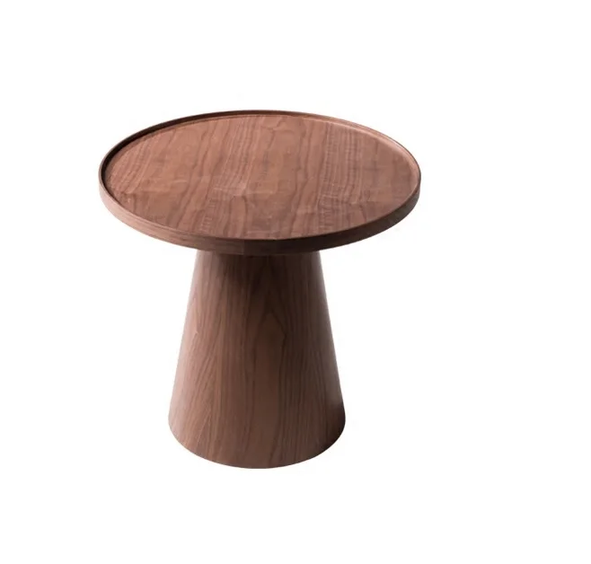 Круглый журнальный столик из фанеры 56 см с ореховым шпоном