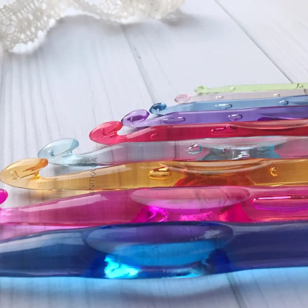 9 шт./компл. Пластиковые акриловые крючки для вязания крючком 3 мм 4 5 6 7 8 10 12 Прямая